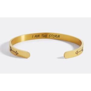 RETAIL $80 Mint & Lilly I AM THE STORM Gold open cuff bracelet*GIFT pouch